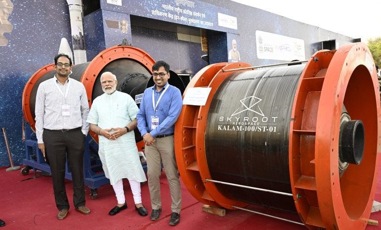 We are stoked and inspired to meet and showcase our actual rocket stages  with none other than our Hon' Prime Minister @narendramodi at @INSPACeIND  inauguration. His appreciation will keep our fire going