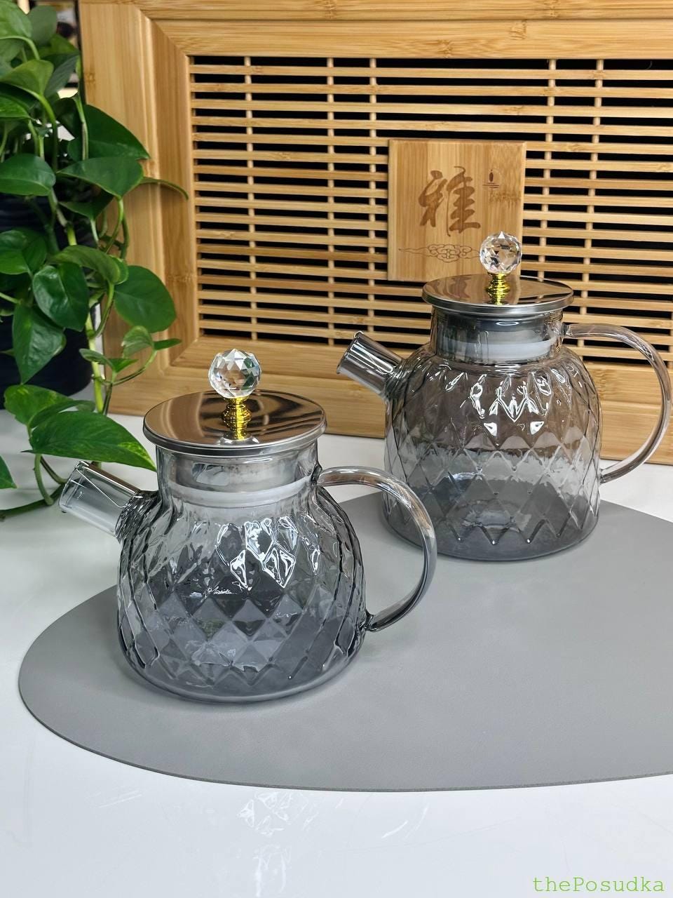 Чайник скляний Olens “Срібний ромбус” 800 – 1000 мл