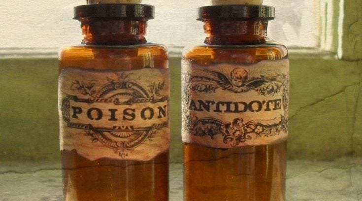 This may contain: two glass jars filled with liquid sitting on top of a window sill