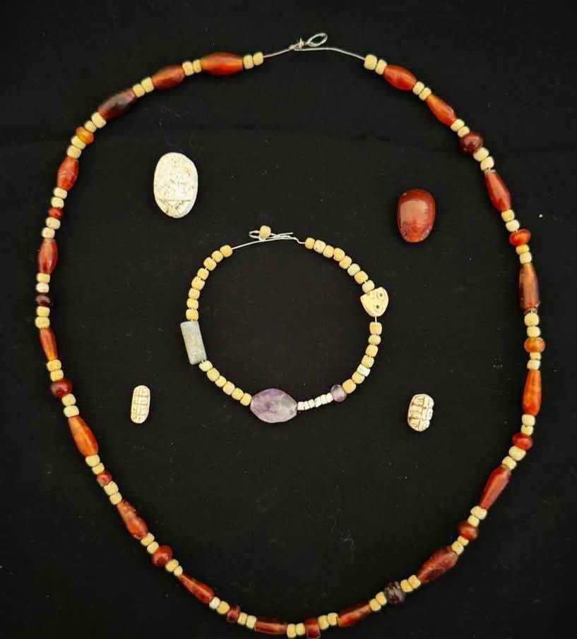 Beads and scarabs recovered at Kafr al-Hattaba. Beads and scarabs recovered at Kafr al-Hattaba.
