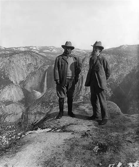Theodore Roosevelt and John Muir on Glacier Point in Yosemite National ... Theodore Roosevelt and John Muir on Glacier Point in Yosemite National ...
