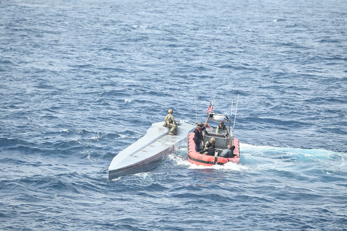 Coast Guard Cutter Tampa crewmembers intercept a suspected drug smuggling vessel during counter narcotics operations in the Eastern Pacific Coast Guard Cutter Tampa crewmembers intercept a suspected drug smuggling vessel during counter narcotics operations in the Eastern Pacific
