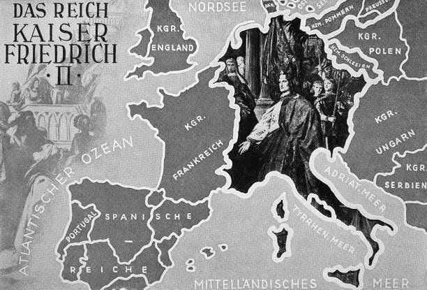 The greatest extent of German naval rule under the Hohenstaufen Emperor Frederick II, Historic, digitally restored reproduction of an original... Η μεγαλύτερη έκταση της γερμανικής ναυτικής κυριαρχίας υπό τον αυτοκράτορα των Χοενστάουφεν Φρειδερίκο Β', Ιστορική, ψηφιακά αποκατεστημένη αναπαραγωγή ενός πρωτότυπου...