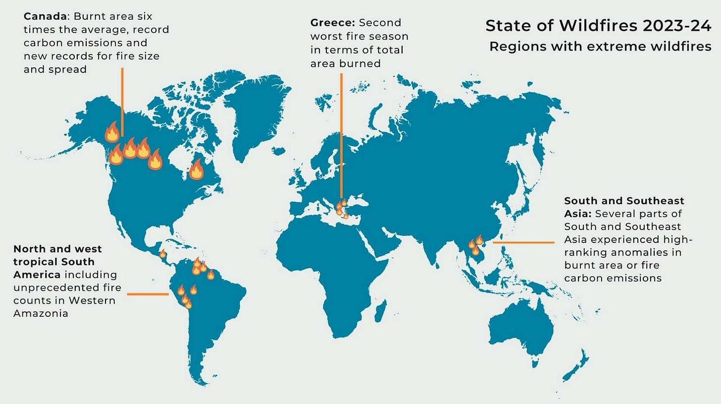 Infographic about extreme events during the 2023-2024 fire season Infographic about extreme events during the 2023-2024 fire season