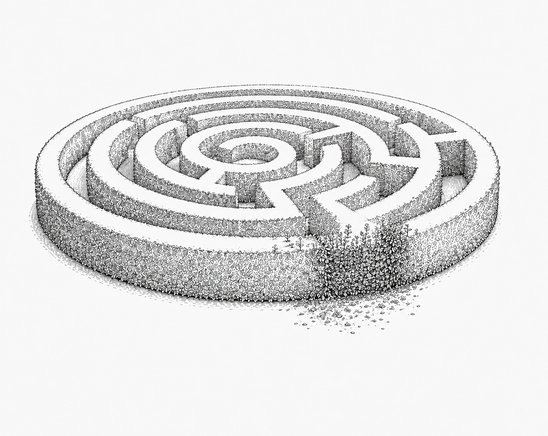 The same maze, seasons later, beginning to regrow where it was eaten The same maze, seasons later, beginning to regrow where it was eaten