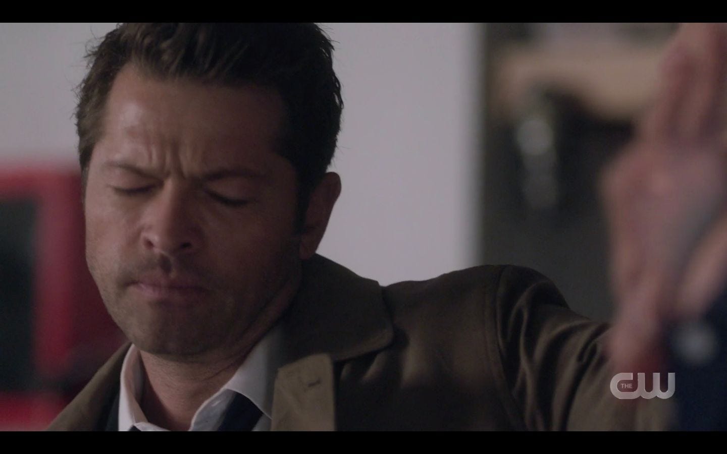 Castiel eyes shut touching Sam Winchester with power SPN Castiel eyes shut touching Sam Winchester with power SPN