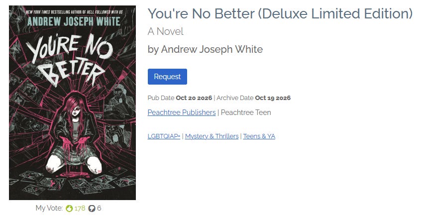 A screenshot of YOU'RE NO BETTER'S NetGalley Page.
