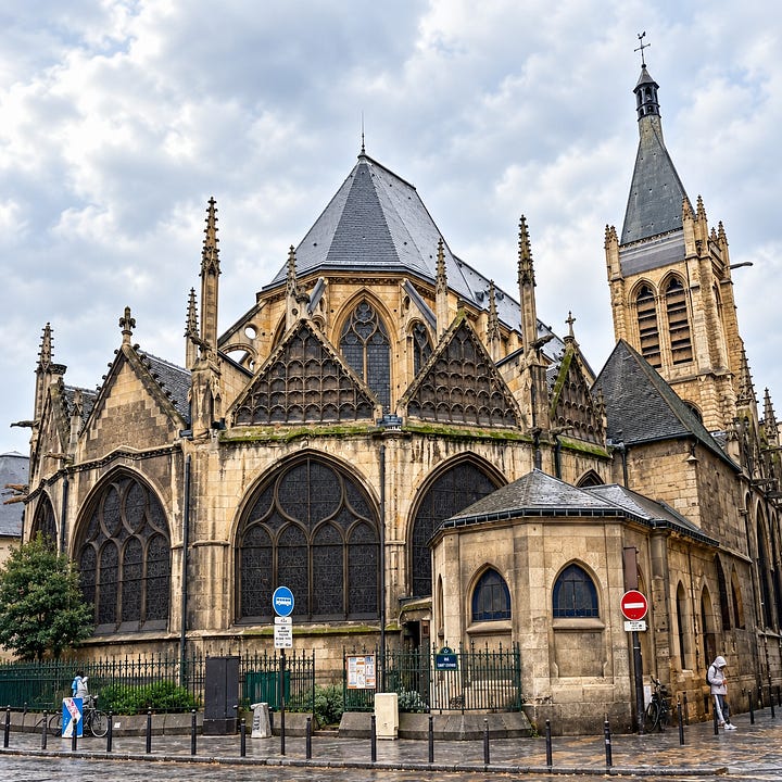 Pictures of Saint-Séverin church in the Latin Quarter of Paris.