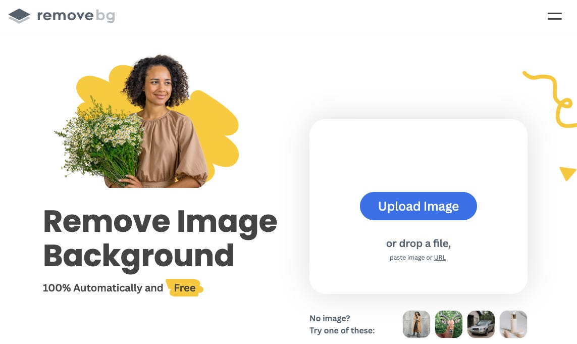 Screenshot of remove.bg website