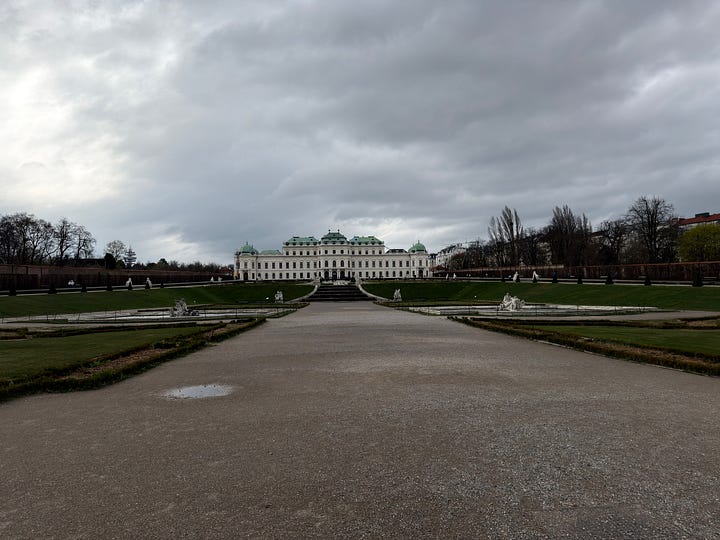 Belvedere Palace with The Kiss (1907) by Gustav Klimt and Napoleon Crossing the Alps (1803) by Jacques-Louis David
