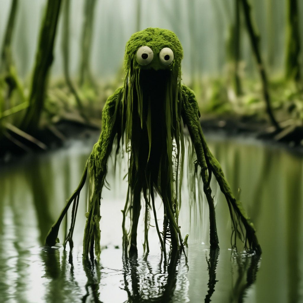Swamp creature, swamp monster, skinny, humanoid, long arms and legs, …" — image created in Shedevrum Swamp creature, swamp monster, skinny, humanoid, long arms and legs, …" — image created in Shedevrum