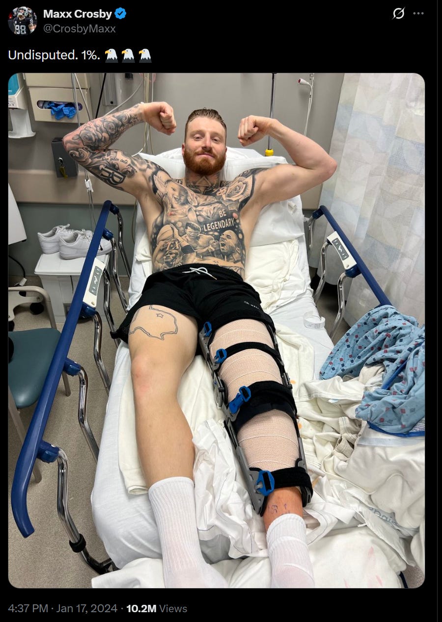 Maxx Crosby post-surgery photo 2024