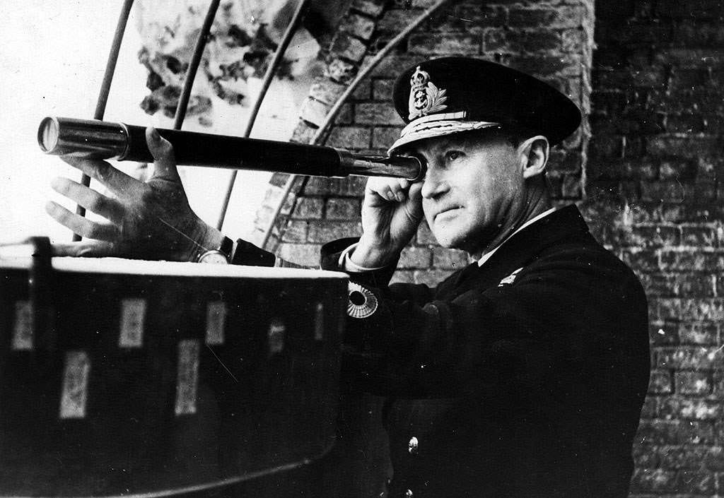 Vice Admiral Ramsay on the balcony of the Casemate tunnels at Dover Castle in April 1941. Vice Admiral Ramsay on the balcony of the Casemate tunnels at Dover Castle in April 1941.