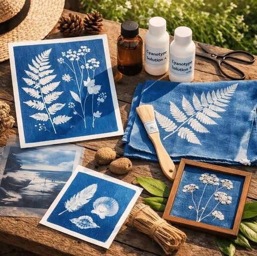 May be an image of text that says 'Cyanotype Solution Cyanotype Solution B P hhuero' May be an image of text that says 'Cyanotype Solution Cyanotype Solution B P hhuero'