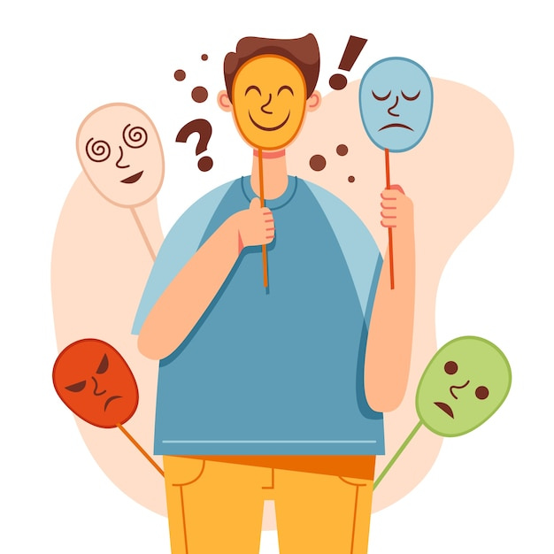 Flat design schizophrenia illustration