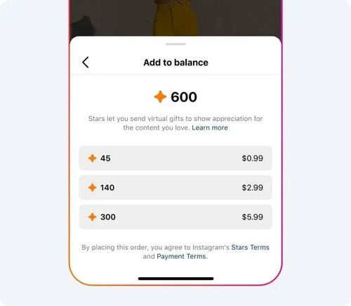 Instagram Gifts expansion