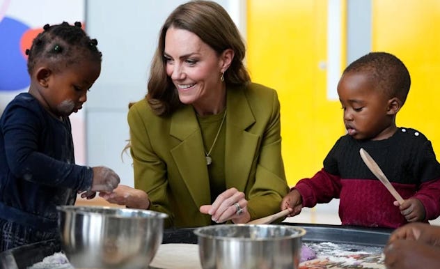 Princes Catherine cooking with the toddlers