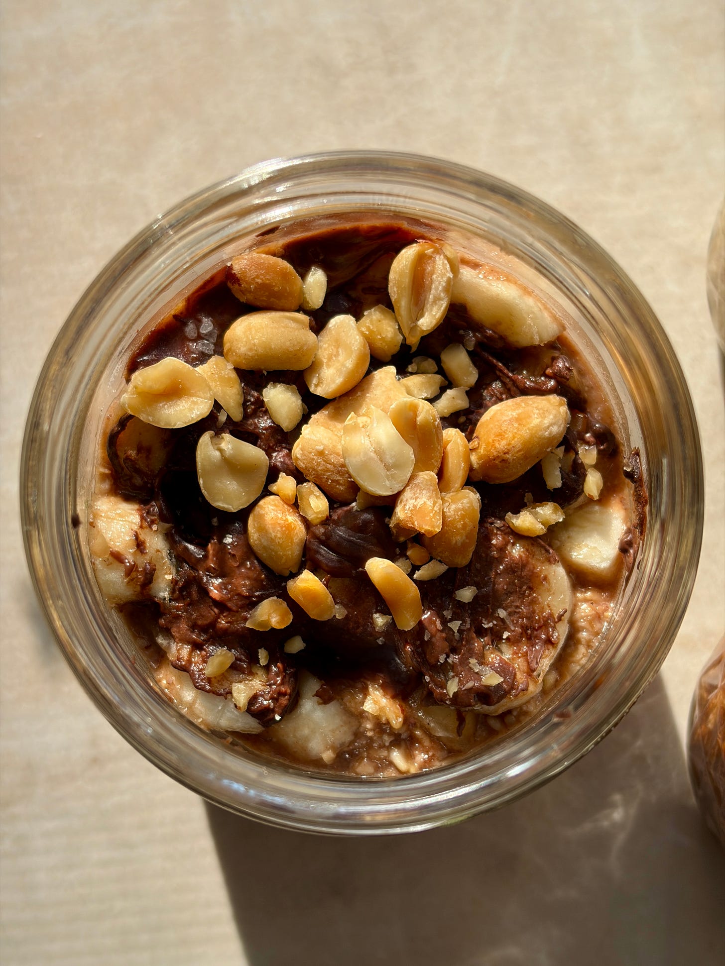 Nourishing Dark chocolate snickers overnight oats Nourishing Dark chocolate snickers overnight oats