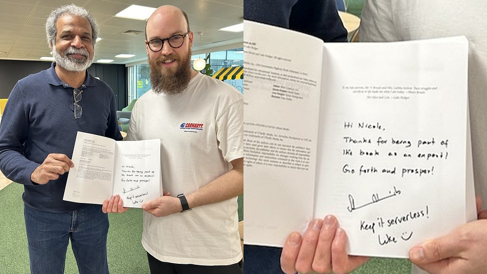 When my co-author Luke Hedger and I signed the book for one of our contributors.