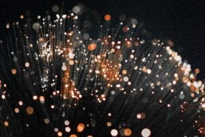 abstract illustration of a human brain made of optic cables