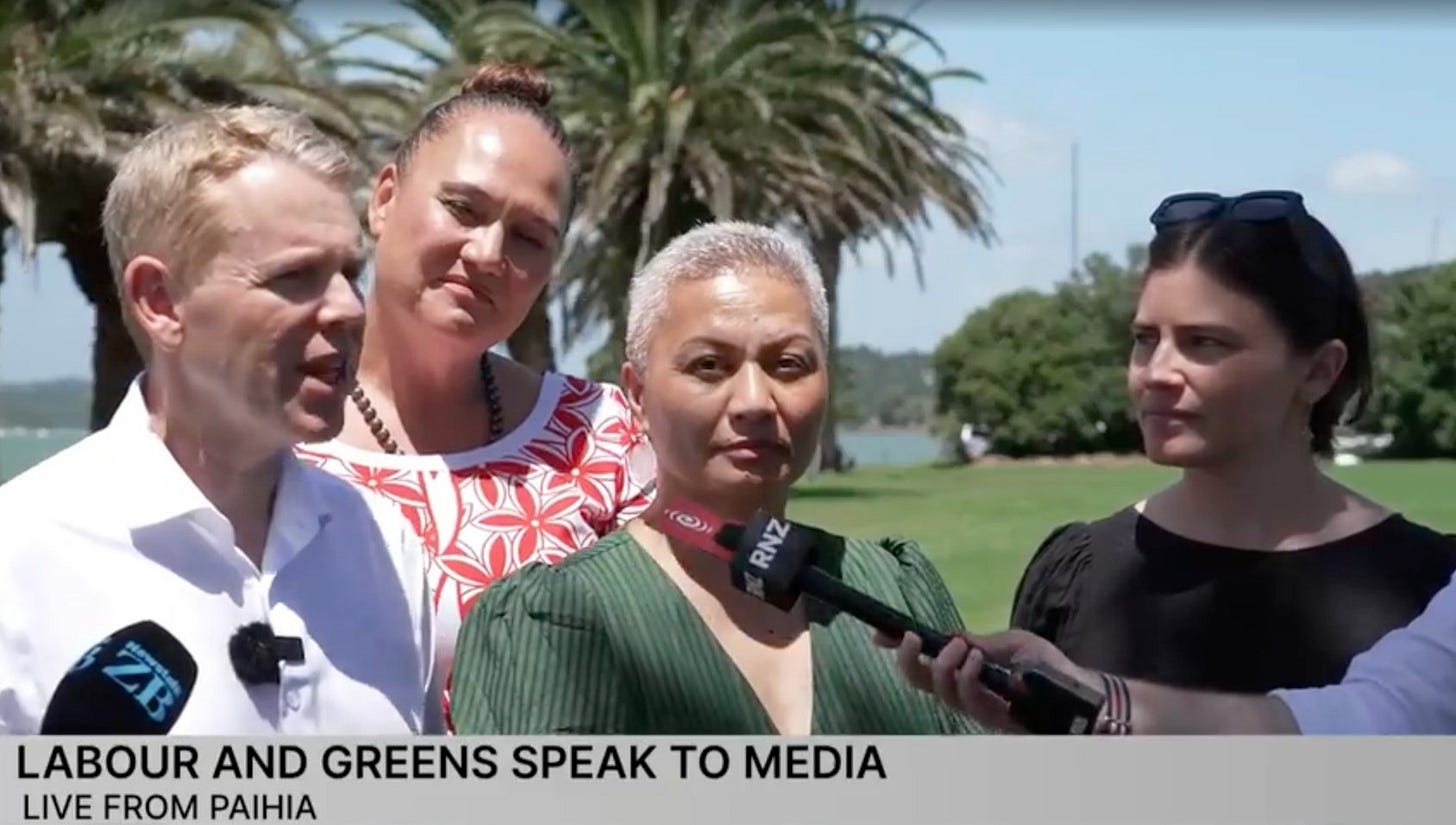 Chris Hipkins, Carmel Sepuloni, Marama Davidson, and Chlöe Swarbrick.