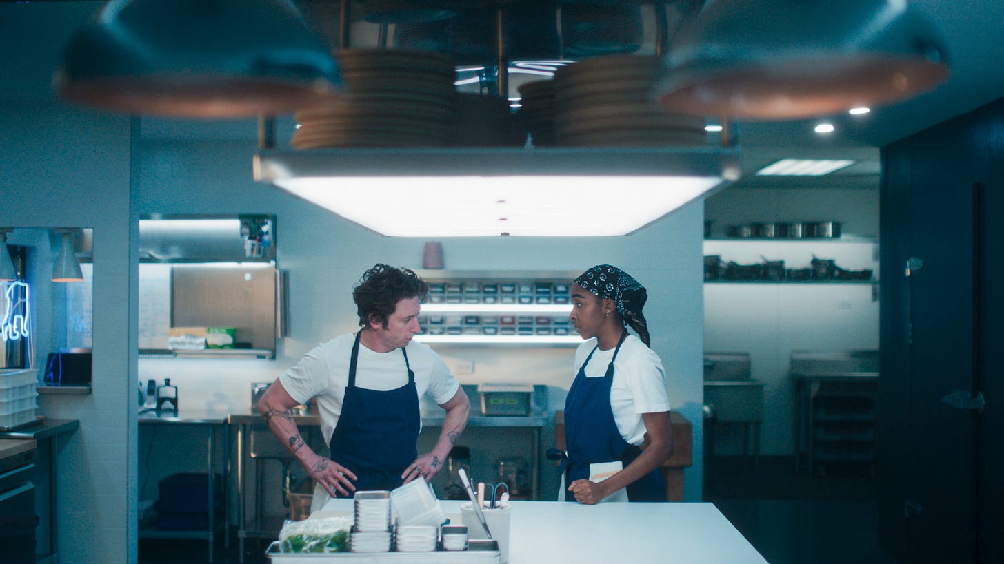 Jeremy Allen White as Carmy and Ayo Edebiri as Sydney in the fourth season of the FX series “The Bear.” (FX)