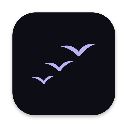 Flock logo: three birds flying in formation