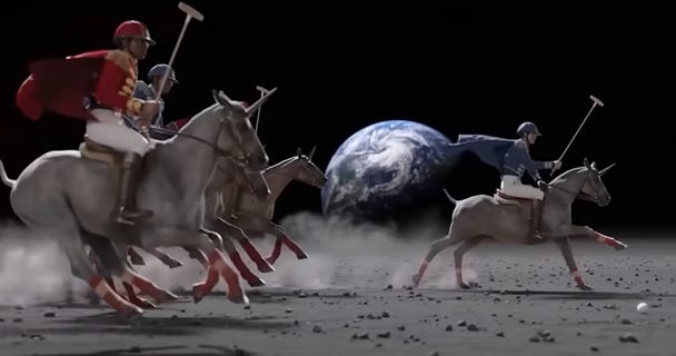 A group of men riding horses on a planet

AI-generated content may be incorrect.