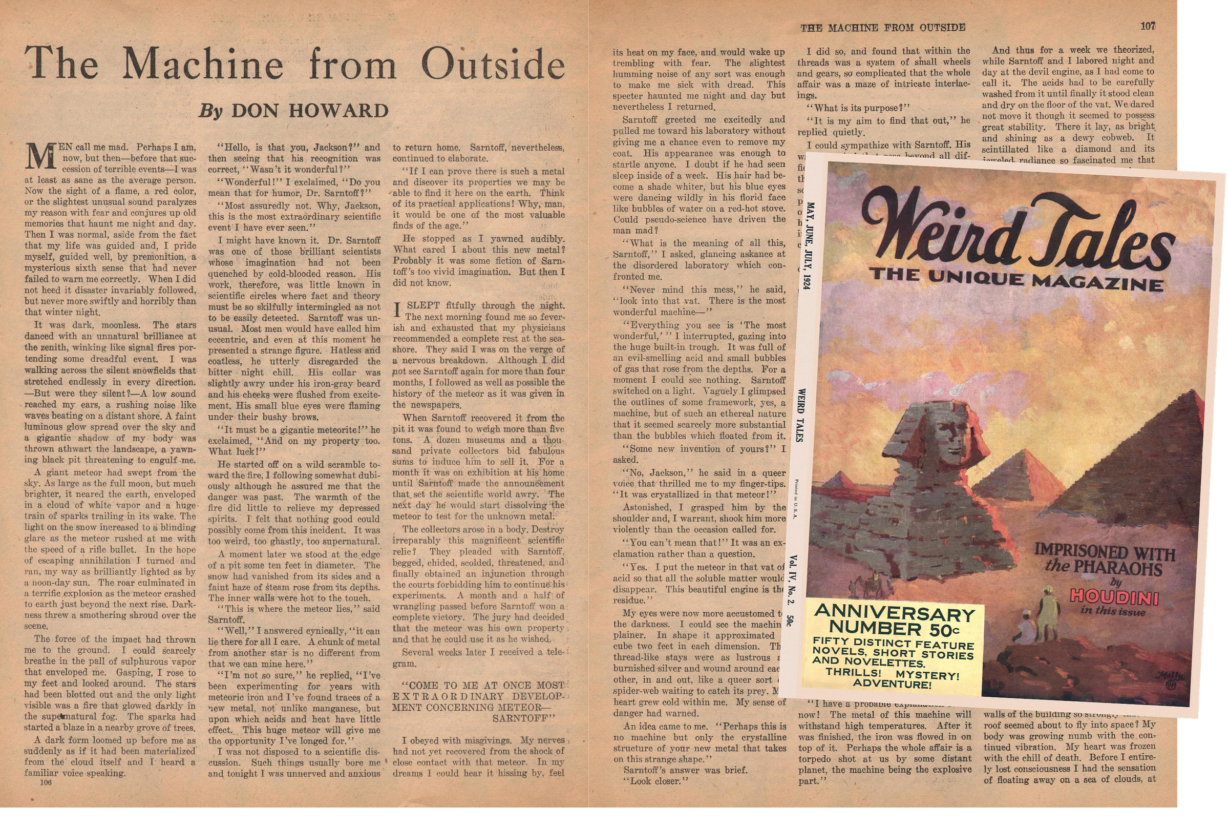 The Machine from Outside by Don Howard aka Donald H. Menzel in Weird Tales, 1924 The Machine from Outside by Don Howard aka Donald H. Menzel in Weird Tales, 1924