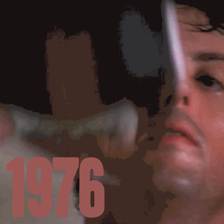 Big close-up of Sylvester Stalone punching the bag in 1976 film Rocky Big close-up of Sylvester Stalone punching the bag in 1976 film Rocky