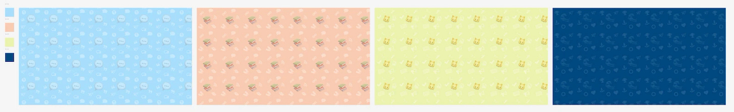 Screenshot of four backgrounds, each matching the colors and icons used in the part.
