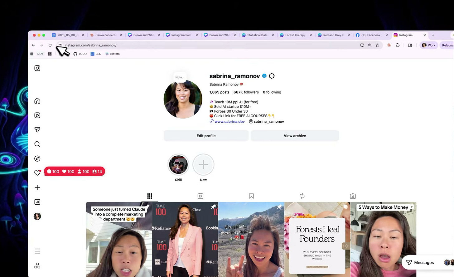 The carousel posted live on Instagram, straight from the Claude chat The carousel posted live on Instagram, straight from the Claude chat