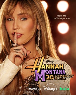 Movie posters of the Devil Wears Prada 2, toy Story 5 and Hannah Montana 20th Anniversary.