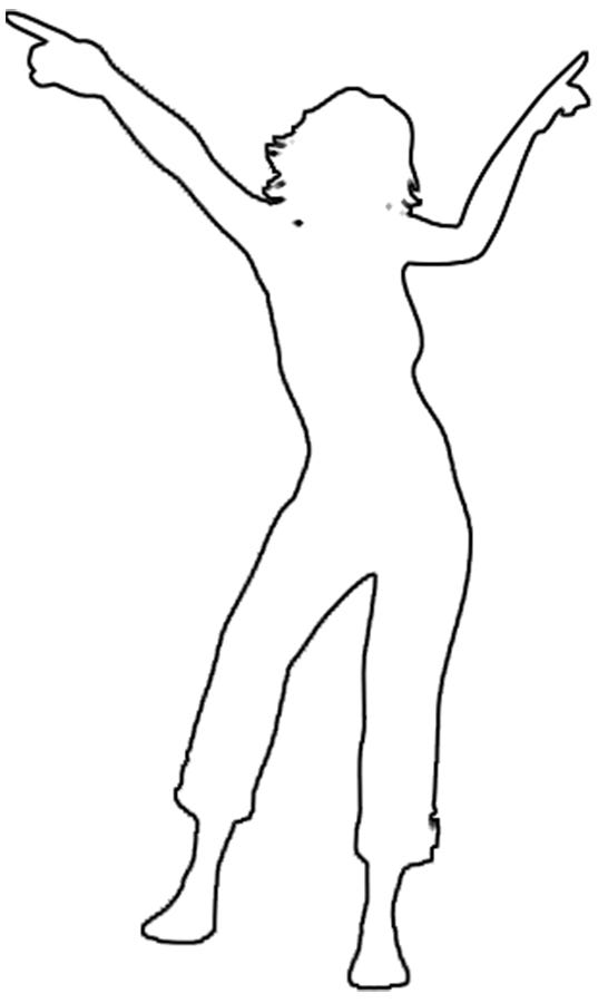 Pencil drawings of the outline of a woman's body dancing