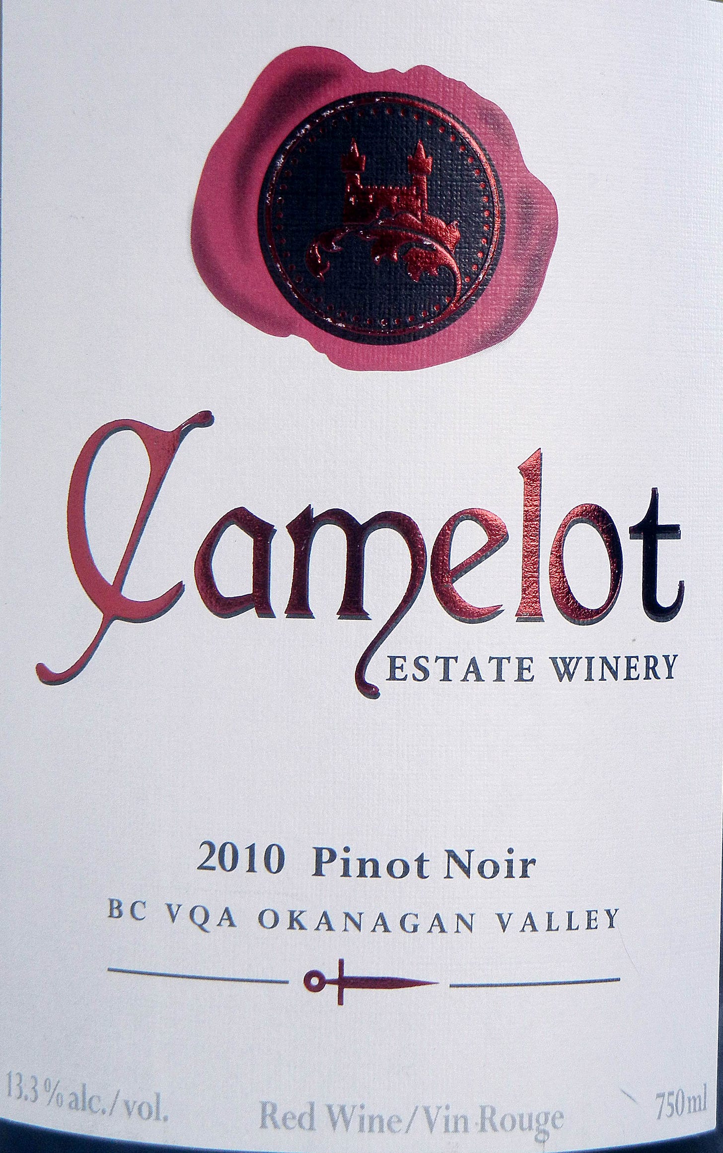 Camelot Pinot Noir 2010 Label - BC Pinot Noir Tasting Review 20 Camelot Pinot Noir 2010 Label - BC Pinot Noir Tasting Review 20