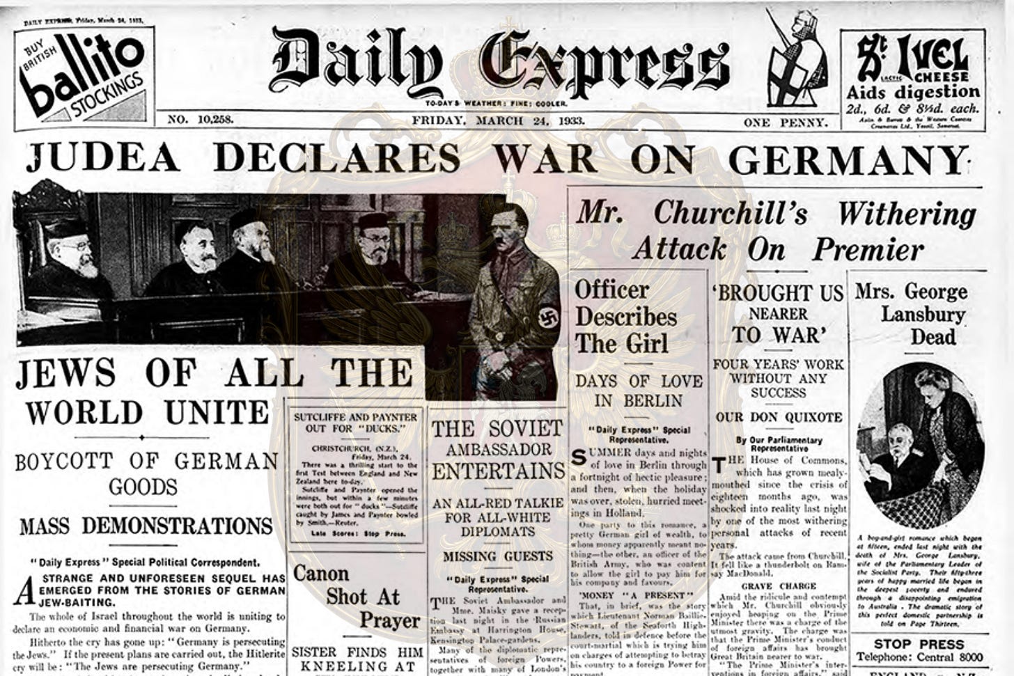 History records the headlines. Power often lives in the shadows behind them. An authentic Daily Express front page from March 24, 1933, presented as both a historical document and an invitation to examine what history leaves unseen.