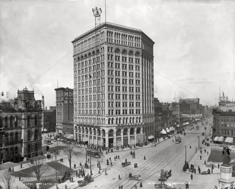 Moonlight tower in Detroit, 1899