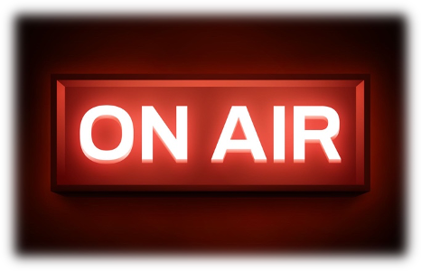 On air sign with the light on