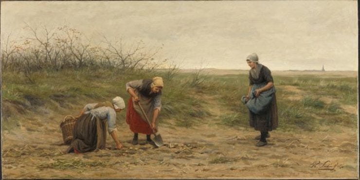 Scheveningse vrouwen bij het nalezen van een gerooid aardappelveld' 1874 - olieverf op doek: Philip Sadée (herkomst: coll. Rijksmuseum, Amsterdam) Scheveningse vrouwen bij het nalezen van een gerooid aardappelveld' 1874 - olieverf op doek: Philip Sadée (herkomst: coll. Rijksmuseum, Amsterdam)