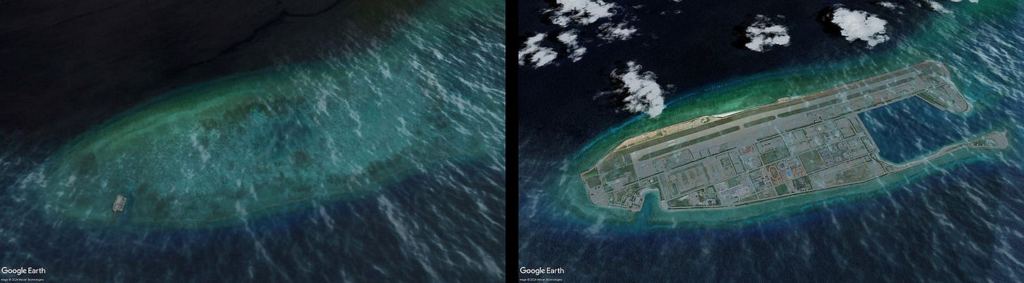 Before-and-after images of China's militarization Before-and-after images of China's militarization