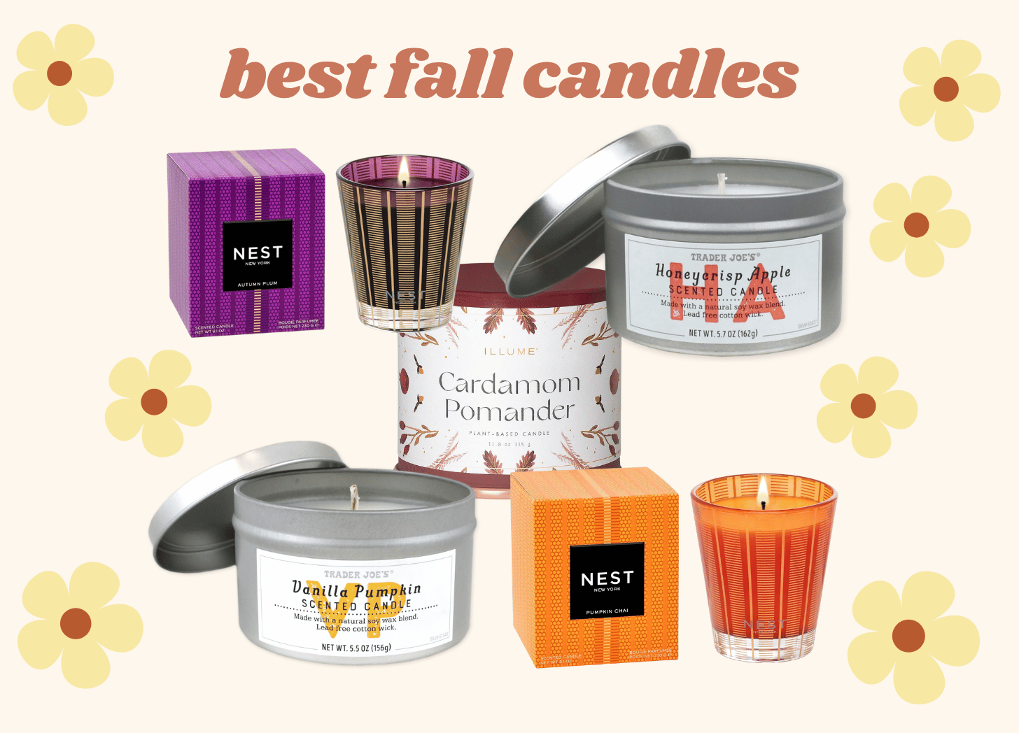 collage of the best fall candles.