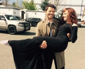 Having fun on set with Misha