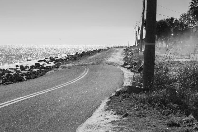  Road twice destroyed by hurricanes, Alligator Point, 2021 