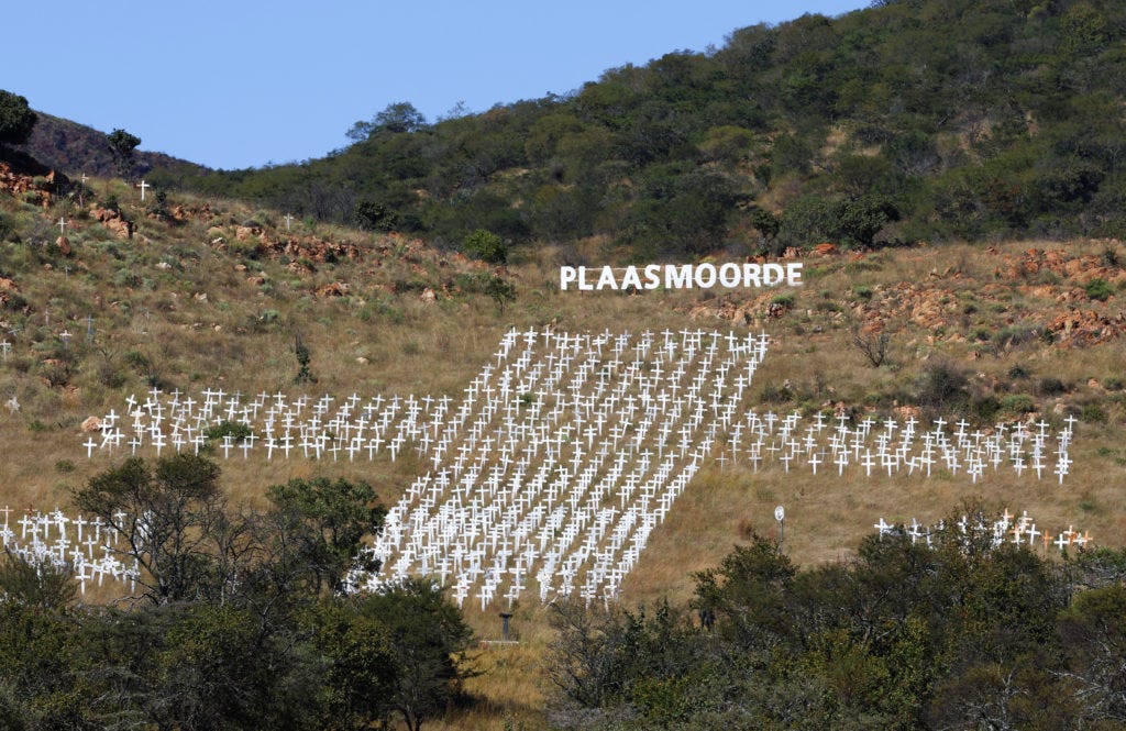 White Crosses Representing Farmers Allegedly Killed Over the Years