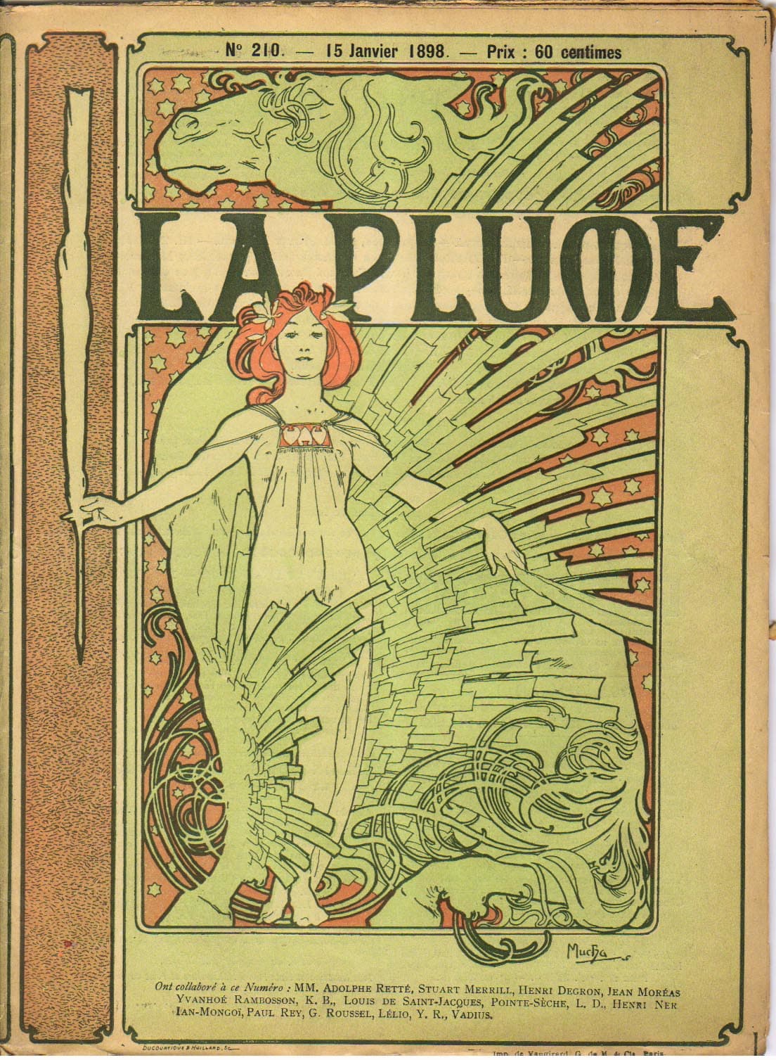 Mucha poster of a seated woman with a halo