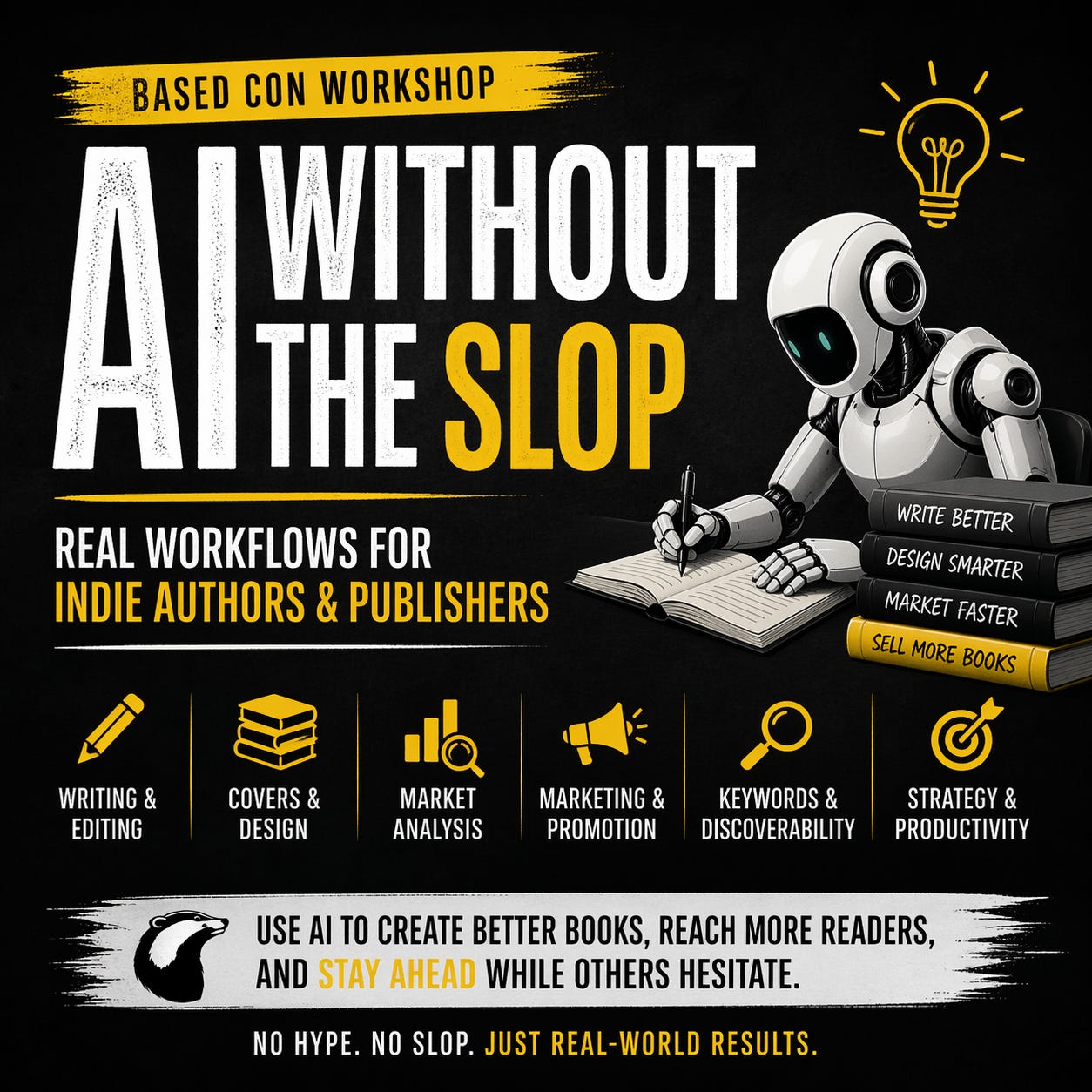 AI Without the Slop: Real Workflows for Indie Authors & Publishers AI Without the Slop: Real Workflows for Indie Authors & Publishers