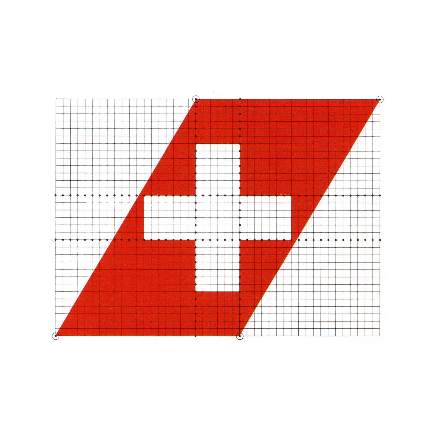 The grid used to communicate the proportions of the Swissair logo to signmakers