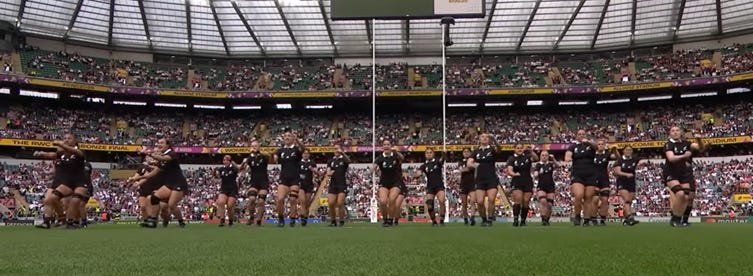 The Black Ferns - the New Zealand Women's rugby team - performing the haka.