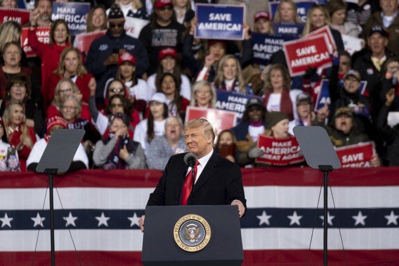 Trump challenges vote results while urging turnout in Ga.