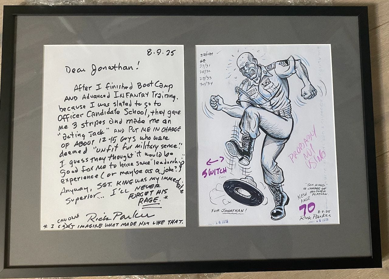 Rick Parker (Maine) — Drafted: his memoir detailing service in the US Army during the 1960s. (Rick kindly sent me some original artwork afterward, which I’ve now framed in my office—an absolute treasure!)